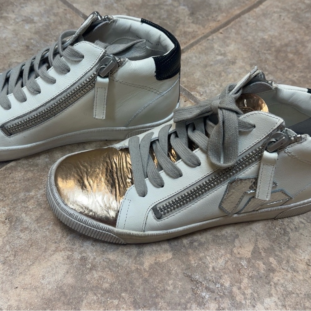 Dolce Vita Gold and white High-Top Sneakers